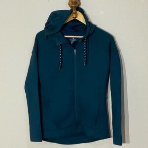 SWEATY BETTY London teal blue full zip hooded jacket workout athleisure size XS